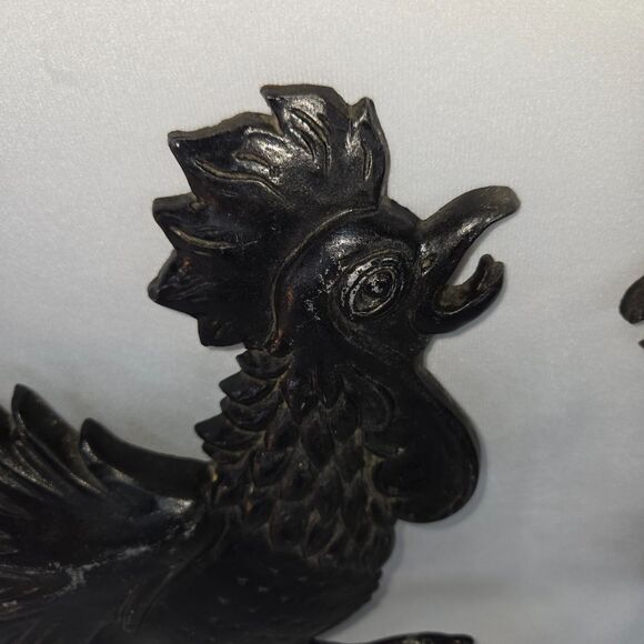Cast Iron Rooster Wall Hangs by Midwest 16" x 12" Black‎ Vintage 1960s VG+ - Picture 6 of 14